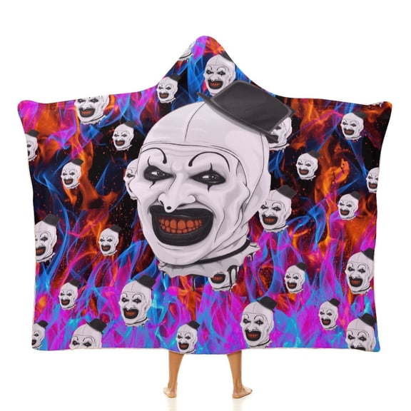 Terrifier 3 Hooded Blanket Cape Wrap Soft Wearable Blanket Hooded Throw Poncho Robe Cloak 40"x50"