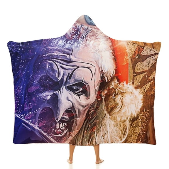 Terrifier 3 Hooded Blanket Cape Wrap Soft Wearable Blanket Hooded Throw Poncho Robe Cloak 40"x50"