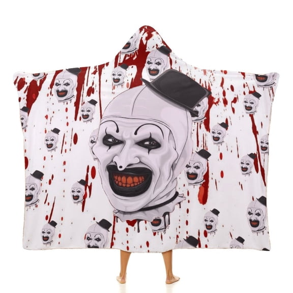 Terrifier 3 Hooded Blanket Cape Wrap Soft Wearable Blanket Hooded Throw Poncho Robe Cloak 40"x50"