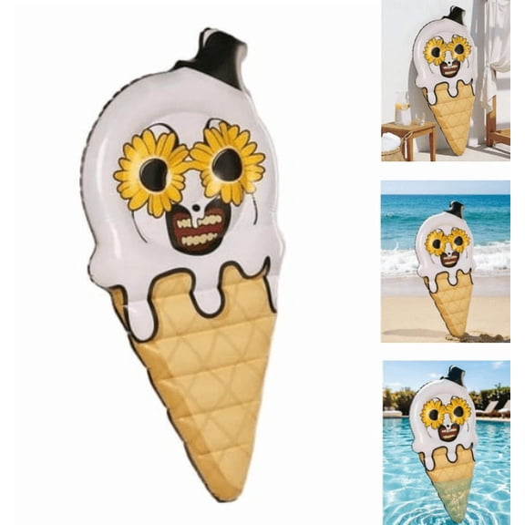 Terrifier Art Scary Clown Ice Cream Inflatable Pool Float, Unique Halloween Themed Pool Floater, Fun Water Accessory For Themed Party And Festival Scene Decoration