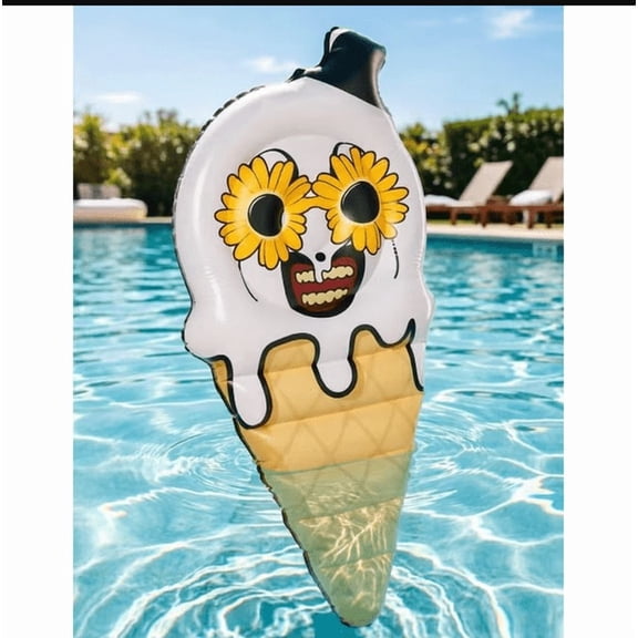 Terrifier Art Unique Scary Clown Ice Cream Inflatable Pool Float, Halloween Collectible Decorative, Ice Cream Dream Pool Float