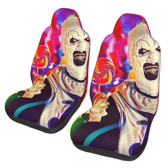 Terrifier Car Seat Covers Set 2Pcs, Front Seat Covers for Car Truck Sedan SUV Auto, Universal Fit Vehicle Enterior Bucket Seat Protector Car Accessories
