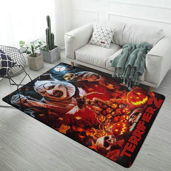 Terrifier Carpet for Living Room Fashion Pattern Coral Velvet Floor Mat Non-Slip Soft Yoga Area Rugs 40x60inch