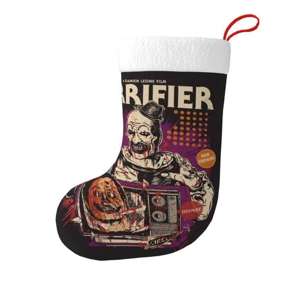 Terrifier Christmas Stocking Xmas Decorative Sock Double-Sided Print Hanging Gift Sock For Party & Tree Decoration 1pcs