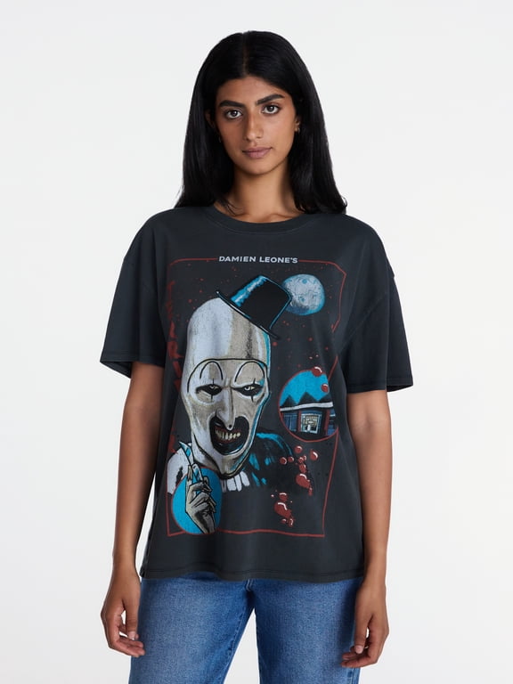 Terrifier Women's Collage Halloween Graphic Tee with Short Sleeves, Sizes XXS-XXL