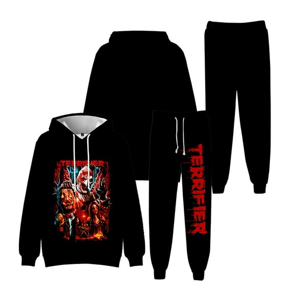 Terrifier Hoodies Set Halloween Horror Movie Merch For Men/Women Cosplay Scary Sweatshirt Pants Two Piece Set