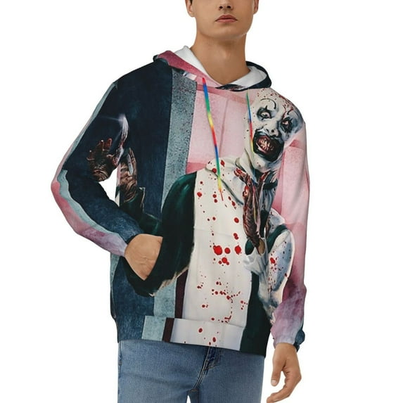 Terrifier Men's Hoodie With Color Drawstrings Sweatshirt Hooded Pullover Print Winter Coat Jacket Large