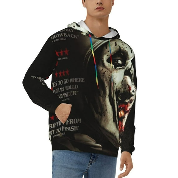 Terrifier Men's Hoodie With Color Drawstrings Sweatshirt Hooded Pullover Print Winter Coat Jacket Medium