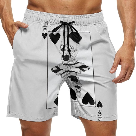 Terrifier Men's Swim Trunks Board Shorts Drawstring Elastic Waist Quick Dry Swimsuits Beach Shorts with Pockets 2XL
