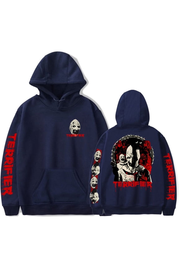Terrifier Merch Halloween Horror Movie Hoodie Unisex Long Sleeve Hoodie Horror Style Streetwear,3XL,Navy