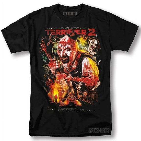 Terrifier Shirt Classic Horror Movie Vintage Graphic T-Shirt,Black color,size 2XL
