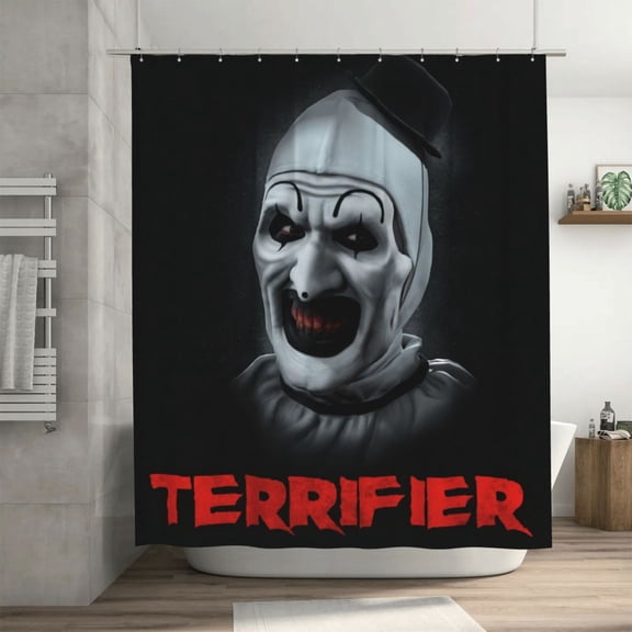 Terrifier Shower Curtain, Waterproof Washable Decorative Shower Curtain for Bathroom Bathtub, Bath Accessories Decor Set with 12 Hooks 72x72Inch Iron