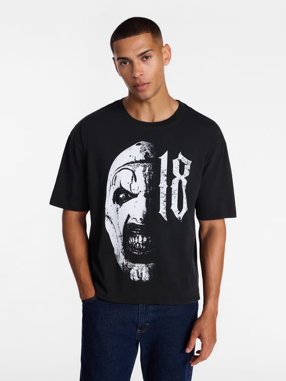 Men's and Big Men's Split Face Graphic Tee with Short Sleeves, Sizes XS-5XL