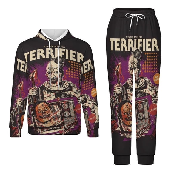 Terrifier Sweatshirt & Sweatpants Tracksuit Sets Printed Casual Pullover Hoodie & Pants Set XS