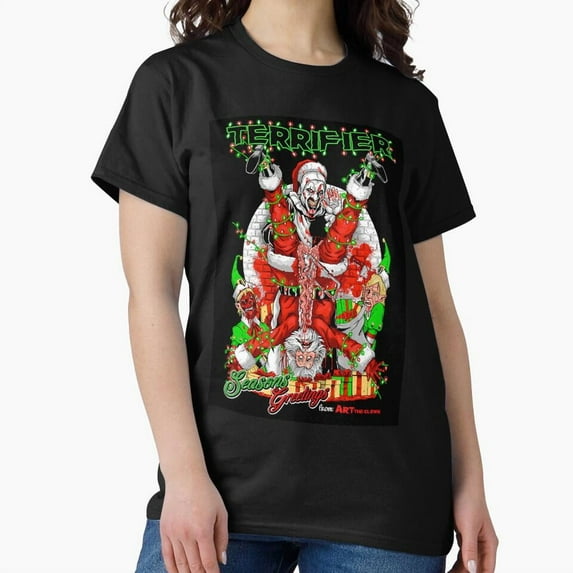 Terrifiers St. Nick Clown, Creepy Christmas Holiday Horror Themed Art G28083 Unisex T-Shirt, Up to Size 5XL