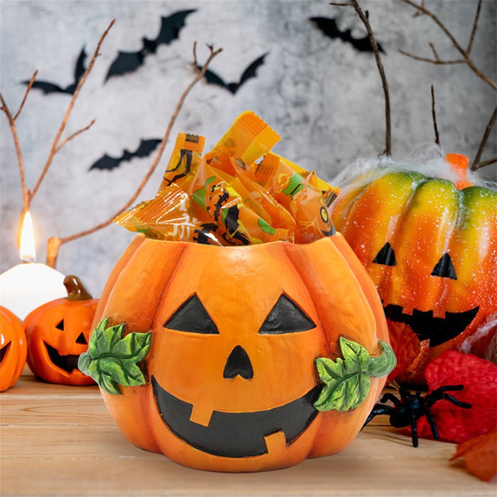 Terrifying Decorations Face Pumpkin Resin Planter For Home Desktop And