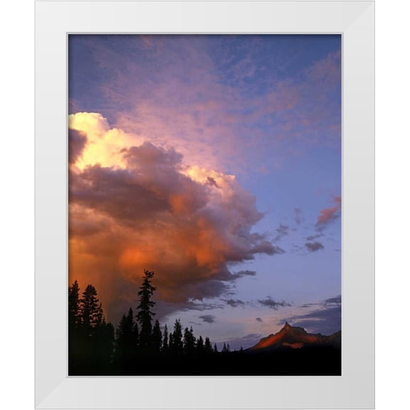Terrill, Steve 12x14 White Modern Wood Framed Museum Art Print Titled - OR, Umpqua NF Storm approaching Mt Thielsen