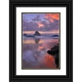 thumbnail image 1 of Terrill, Steve 17x24 Black Ornate Wood Framed with Double Matting Museum Art Print Titled - Oregon, Oceanside Sunset on beach and sea stacks, 1 of 4