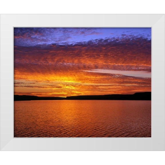 Terrill, Steve 18x15 White Modern Wood Framed Museum Art Print Titled - USA, Oregon Sunset over Lake Umatilla