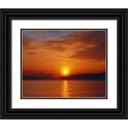 Terrill, Steve 32x26 Black Ornate Wood Framed with Double Matting Museum Art Print Titled - Sunset over the Olympic Mountains, WA, USA