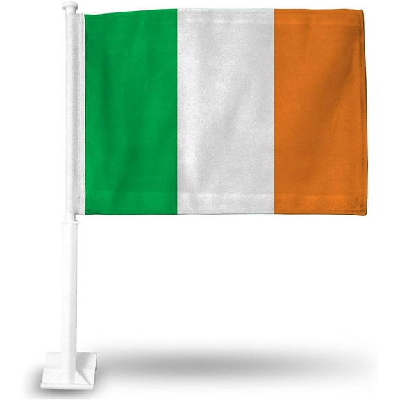 Territory Rico Industries Ireland Double Sided Double Sided Car Flag - 16" x 19" - Strong Pole that Hooks Onto Car/Truck/Automobile