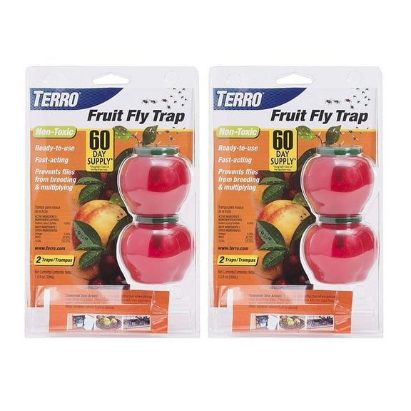 Woodstream Terro Fruit Fly Trap - Indoor Liquid Trap, Drain Fruit Fly Eliminator - 4 Pack