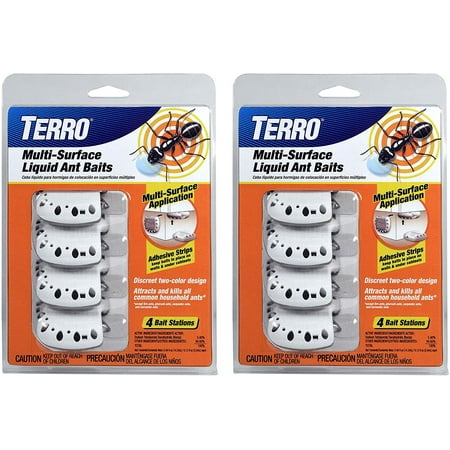 Woodstream Terro Liquid Ant Baits T334SR - Child-Resistant, Multi-Surface - 2 Pack, 8 Count