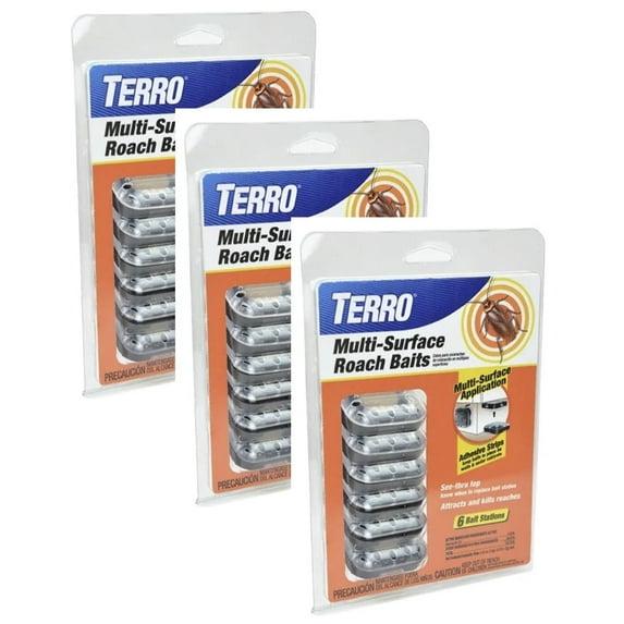 Terro T500 6-Pack Multi-Surface Roach Bait Stations - Quantity of 3