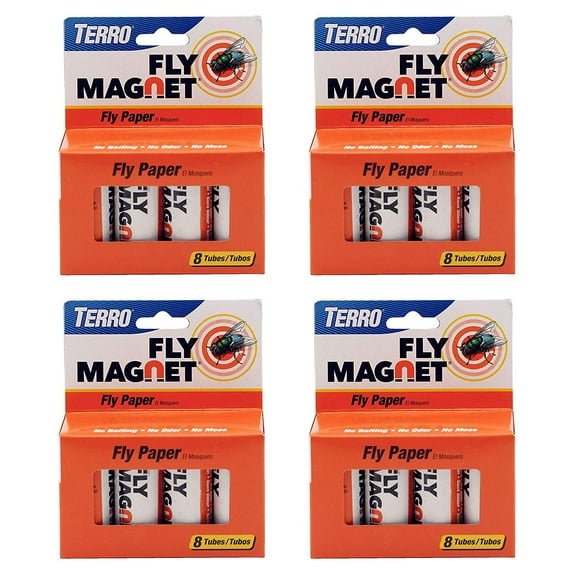 Terro T518 Magnet Sticky Fly Paper Trap, 4 Pack, Orange