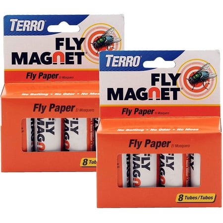 Terro T518SR Magnet Sticky Fly Paper 16 Total Traps, 2 Pack, Brown