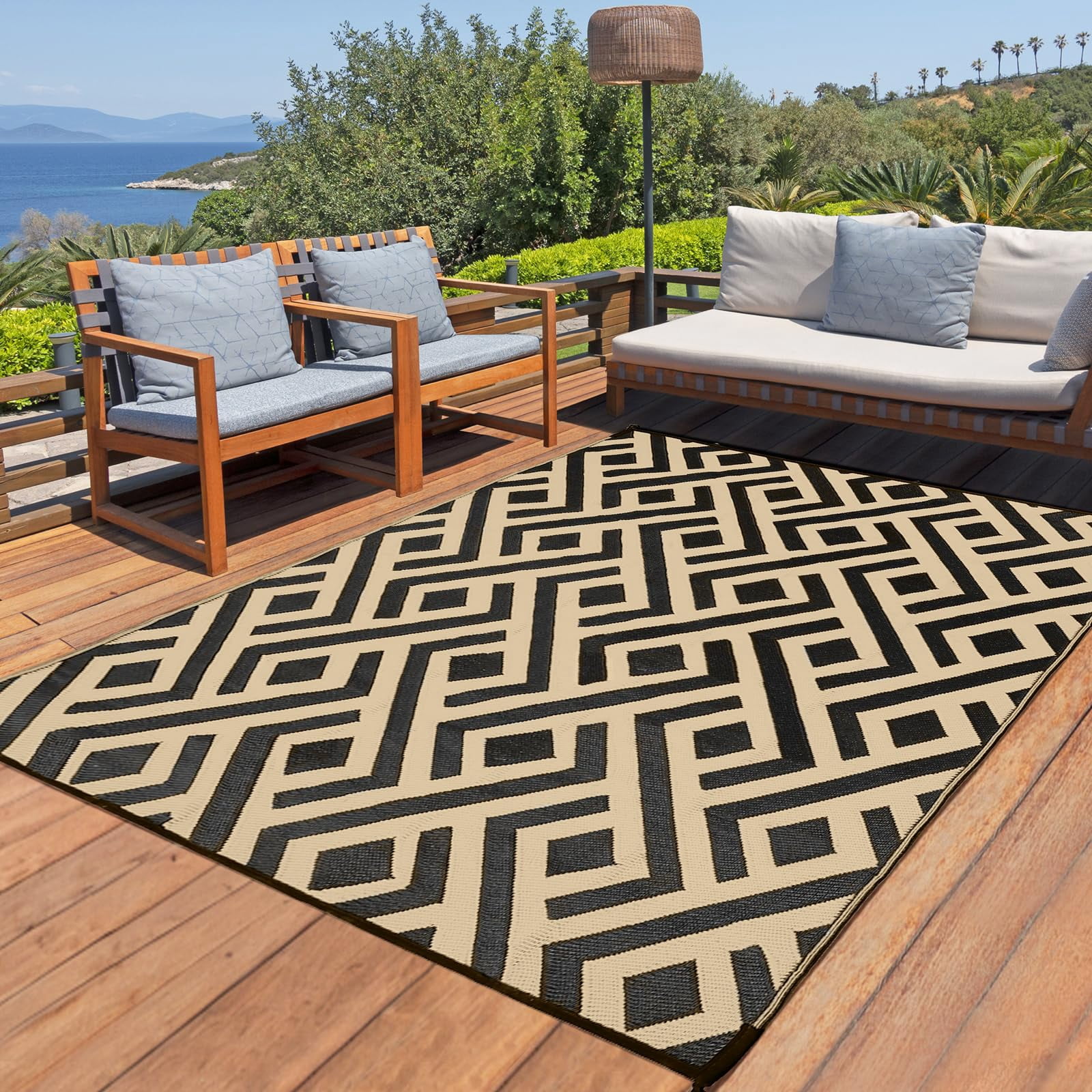 Outdoor Stoop Rug Terrug Outdoor Rug Waterproof 6x9 Ft, Foldable Outdoor Plastic Straw ...
