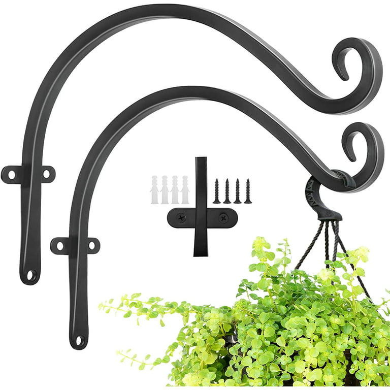 Terry 2 Pack Heavy Duty Wall Iron Plant Hanger Outdoor, Hanging Capacity  37.5 lbs - Black
