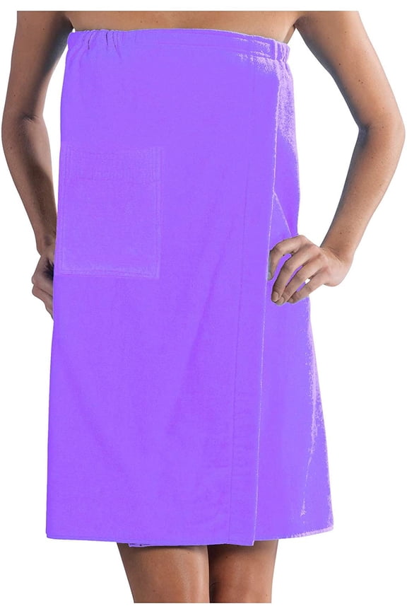 Terry Bath Wrap, Terry Cotton Ladies Shower Wrap Towels, Lavender, One Size