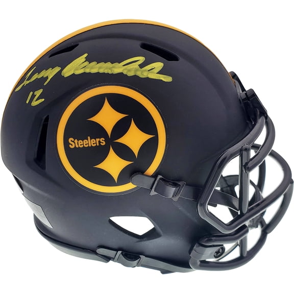 Terry Bradshaw Autographed Eclipse Black Pittsburgh Steelers Speed Mini Helmet Beckett BAS 165928