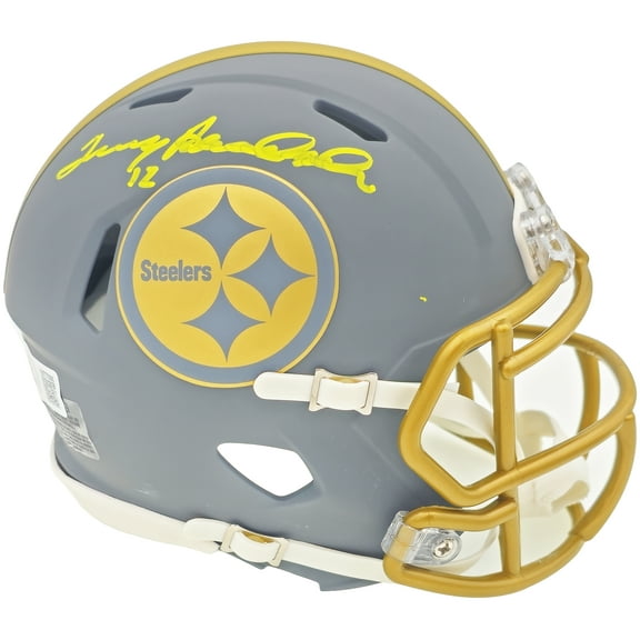Terry Bradshaw Autographed Pittsburgh Steelers Slate Gray Speed Mini Helmet Beckett BAS Witness 230083