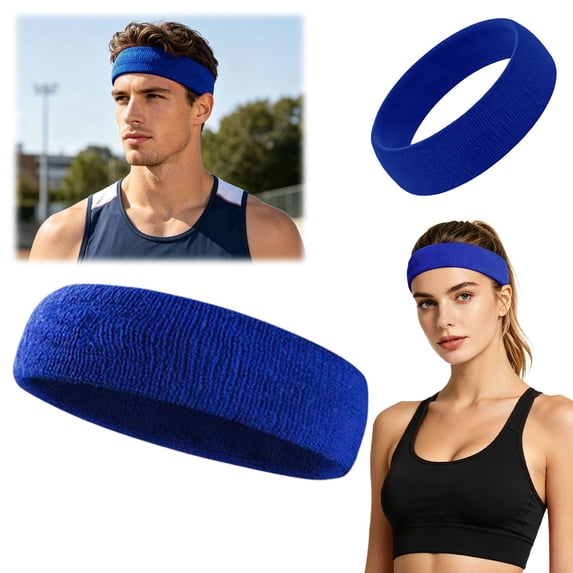 Terry Cloth Athletic Sweat Headbands Soft Stretch Knit Sports Hair Bands Absorbent Non Slip Workout Wristband Alternative Multiple Vibrant Color Pack for Running Yoga Gym Fitness Training