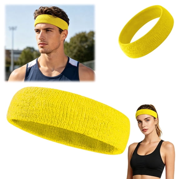 Terry Cloth Athletic Sweat Headbands Soft Stretch Knit Sports Hair Bands Absorbent Non Slip Workout Wristband Alternative Multiple Vibrant Color Pack for Running Yoga Gym Fitness Training