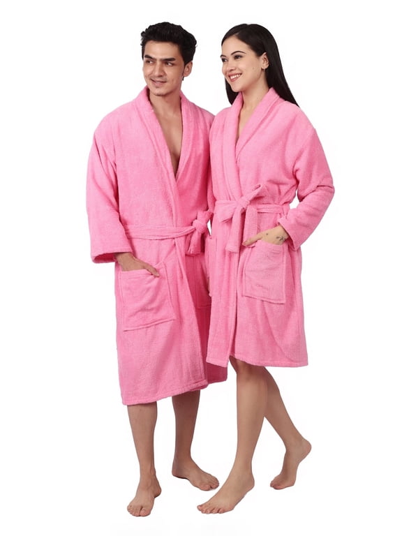Terry Unisex Cotton Bathrobe, Large Size, Pink
