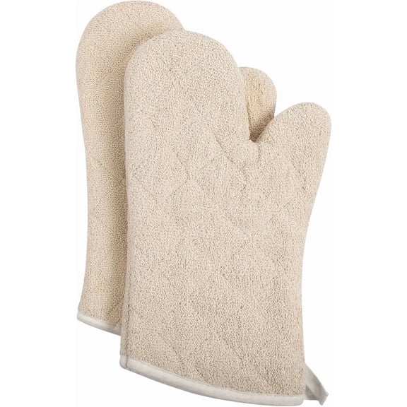 HEETLY 13-Inch Terry Cloth Commercial Oven Mitts, 1-Pair Set, 425°F Heat Resistant, White