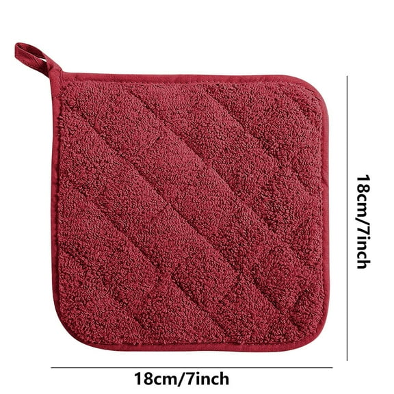 Terry Cloth Pot Holders for Kitchen Heat Resistant, 7 x 7 Inch Insulated Oven Square Hot Pads, Potholders for Kitchen Cooking and Baking