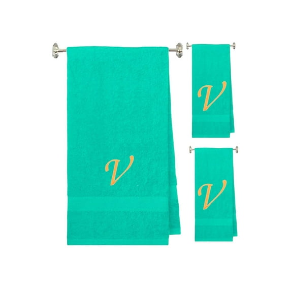 Terry Cotton Hand Towels with Custom Embroidered Initials | Soft, Absorbent, and Ideal for Bathroom or Kitchen Use | Perfect Personalized Gift | Set of 3