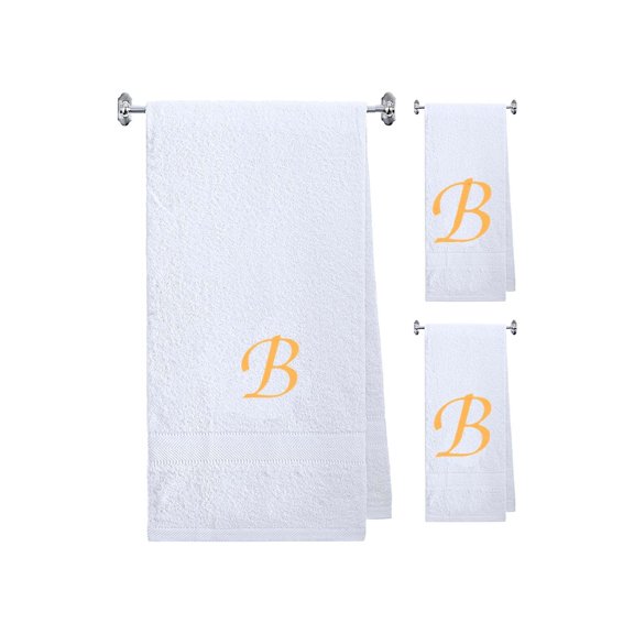 Terry Cotton Hand Towels with Custom Embroidered Initials | Soft, Absorbent, and Ideal for Bathroom or Kitchen Use | Perfect Personalized Gift | Set of 3