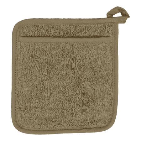 Terry Cotton Pot Holder with Pocket – Heat Resistant, Durable, Machine Washable, Perfect for Kitchen Use Taupe (2)