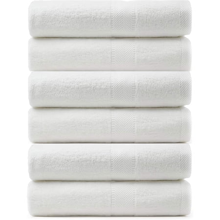 Terry Cotton Ring Spun Towel Hand Towel, Set of 6, White