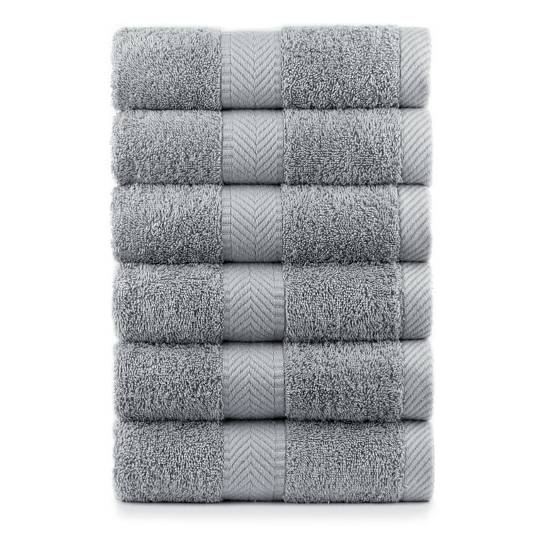 Terry Cotton Turkish Hand Towel Set of 6 Silver Gray Color