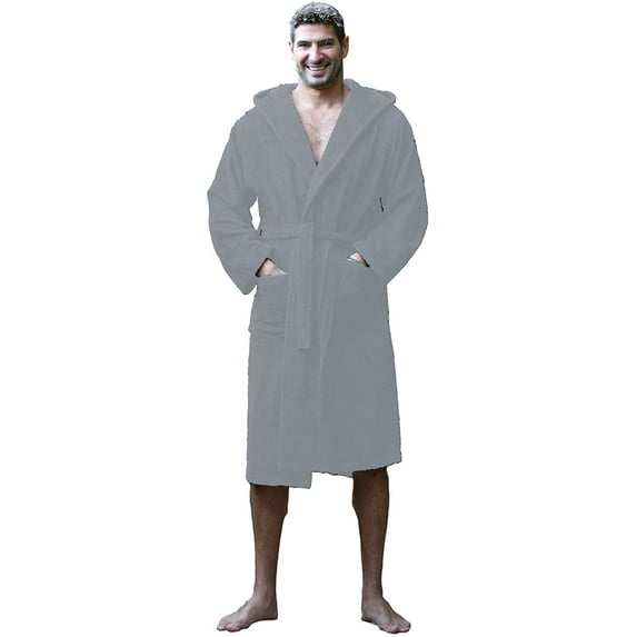 Terry Cotton Womens Bathrobe - Silver, ONE SIZE