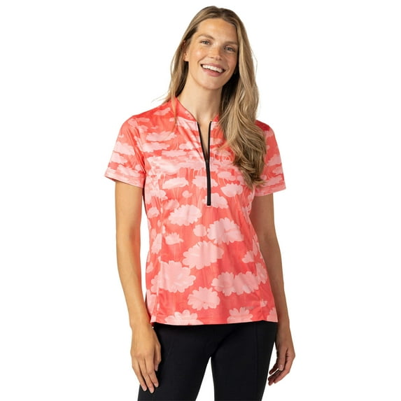 Terry Cycling Jersey Womens Actif Short Sleeve Bike Top, UPF 50+ Summer Top for Women, Reg. & Plus Sizes