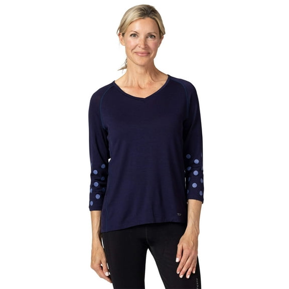 Terry Cycling Jersey for Women - New Merino 3/4 Quarter Length Sleeve - Temp. Regulating Bike Top, Semi-Fitted V-Neck