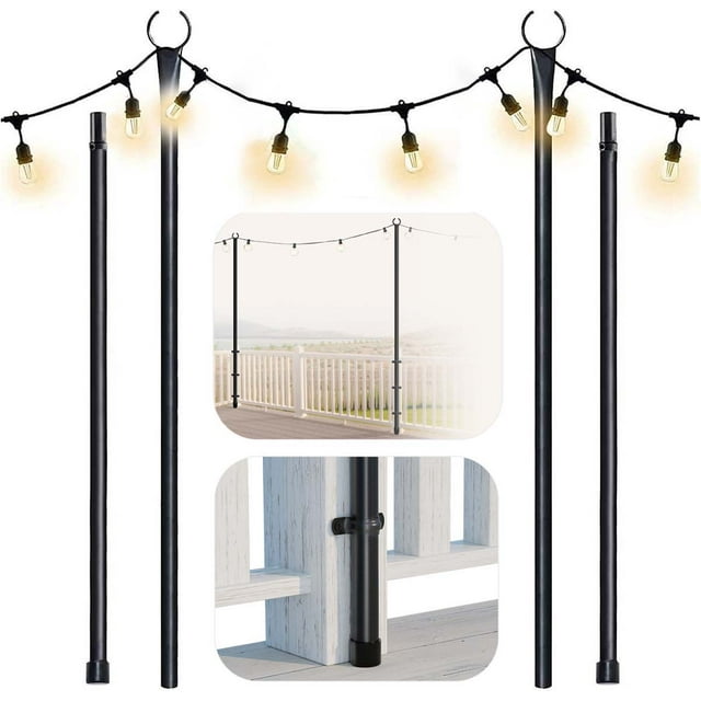 Terry Heavy Duty Outdoor String Light Pole for Deck Fence or Patio