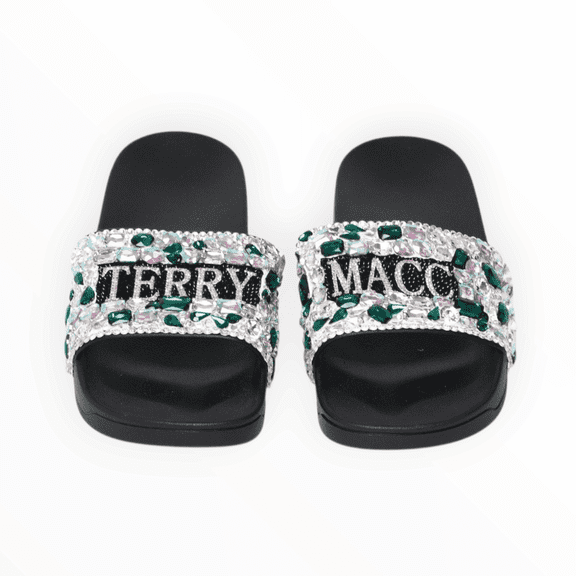 Terry Macc Crystaled Slides-GREEN